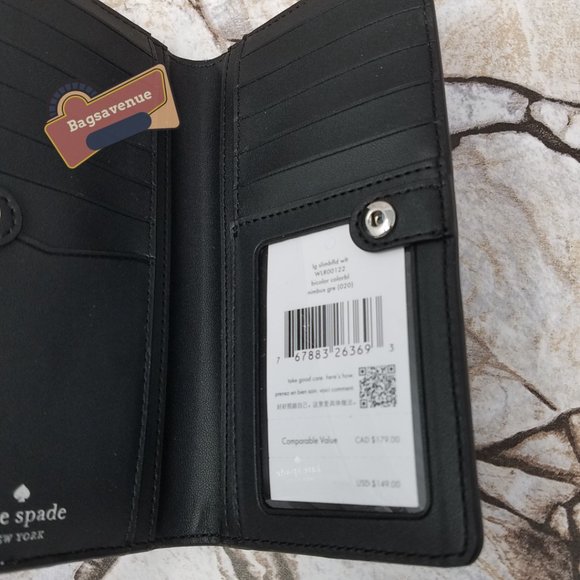 Staci Colorblock Large Slim Bifold Wallet in Nimbus Grey White Multi Kate Spade - Picture 2 of 7